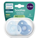 Avent lot 2 sucettes soothie heart silicone mdical sans bpa 0 - 6m bleu