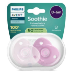 Avent lot 2 sucettes soothie heart silicone mdical sans bpa, 0 - 6m rose