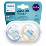 Avent sucette symtrique ultra air + 0m love mama bleu lot de 2