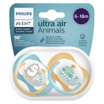 Avent sucette symtrique ultra air + 6m animal bleu lot de 2