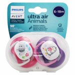 Avent sucette symtrique ultra air + 6m animal rose violet lot de 2