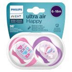 Avent sucette symétrique ultra air + 6m love papa rose lot de 2 Avent sucette symétrique ultra air + 6m love papa rose lot de 2