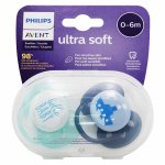 Avent sucette symtrique ultra douce + 0m bleu lot de 2
