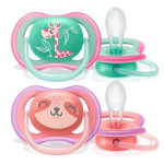 Avent sucette ultra air girafe rose verte et h�risson rose violet + 18m lot de 2