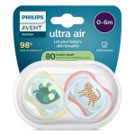 Avent sucette ultra air jour 0 - 6m mix imprim fun sans bpa x2