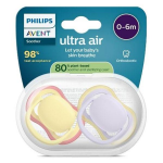 Avent sucette ultra air jour 0 - 6m mix uni fun sans bpa x2