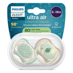 Avent sucette ultra air jour 6 - 18m imprim nature x2, sans bpa