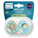 Avent sucette ultra air jour 6 - 18m mix imprim fun x2, sans bpa