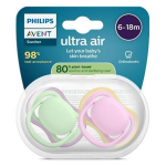 Avent sucette ultra air jour 6 - 18m mix uni fun sans bpa x2