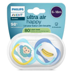 Avent sucette ultra air jour 6 - 18m mix x2, sans bpa