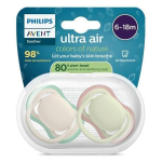 Avent sucette ultra air jour 6 - 18m uni nature sans bpa x2
