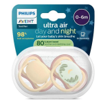 Avent sucette ultra air jour&nuit 0 - 6m nature x2, sans bpa