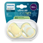 Avent sucette ultra air jour&nuit 18m + nature x2, sans bpa