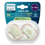 Avent sucette ultra air jour&nuit 6 - 18m nature x2, sans bpa