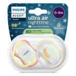 Avent sucette ultra air nuit 0 - 6m pastelle x2, sans bpa