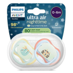 Avent sucette ultra air nuit 0 - 6m polaire x2, sans bpa