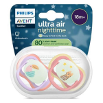 Avent sucettes ultra air nuit 6 - 18 m pastelle x2, sans bpa