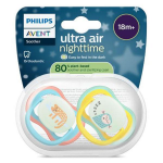 Avent sucettes ultra air nuit 6 - 18 m polaire x2, sans bpa
