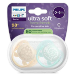 Avent ultra soft jour 0 - 6m imprim� nature x2, sans bpa