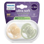 Avent ultra soft jour 6 - 18m imprim� nature x2, sans bpa