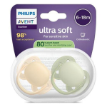 Avent ultra soft jour 6 - 18m uni nature x2, sans bpa