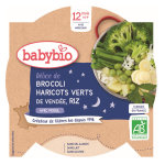 Babybio repas soir assiette brocoli haricots verts riz + 12m bio 230g