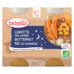 Babybio repas soir pot carotte butternut riz + 6m bio 2 x 200g