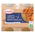 Babybio repas soir pot carotte patate douce bl� + 6m bio 2 x 200g