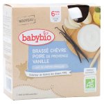 Babybio desserts lactés gourde brassé lait de chèvre poire vanille + 6m bio 4 x 85g Babybio desserts lactés gourde brassé lait de chèvre poire vanille + 6m bio 4 x 85g