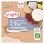 Babybio desserts lactés gourde brassé lait de chèvre pomme d'aquitaine framboise + 6m bio 4 x 85g Babybio desserts lactés gourde brassé lait de chèvre pomme d'aquitaine framboise + 6m bio 4 x 85g