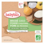Babybio desserts vgtaux gourde brass lait de coco pomme poire + 6m bio 4 x 85g