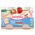 Babybio brass� au lait de vache fran�ais - pomme fraise de nos fermes - 2x130g
