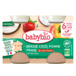 Babybio brass� v�g�tal au lait de coco - pomme fraise de nos fermes - 2x130g