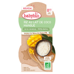 Babybio desserts lacts bol riz au lait de coco mangue + 8m bio lot de 2 x 100g