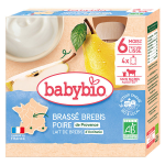 Babybio desserts lact�s gourde brass� lait de brebis poire + 6m bio 4 x 85g