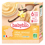 Babybio desserts lacts gourde crme semoule vanille + 6m bio 4 x 85g