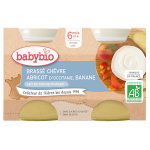 Babybio desserts lacts pot brass au lait de chvre abricot banane + 6m bio 2 x 130g