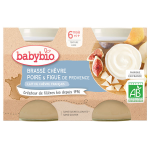 Babybio desserts lact�s pot brass� au lait de ch�vre poire figue + 6m bio 2 x 130g