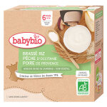 Babybio desserts végétaux gourde brassé lait de riz pêche poire + 6m bio 4 x 85g Babybio desserts végétaux gourde brassé lait de riz pêche poire + 6m bio 4 x 85g