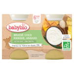 Babybio desserts v�g�taux pot brass� lait de coco mangue ananas + 6m bio 2 x 130g