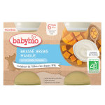 Babybio desserts lacts pot brass au lait de brebis mangue + 6m bio lot de 2 x 130g