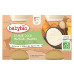 Babybio desserts végétaux pot brassé lait de coco mangue ananas + 6m bio lot de 2 x 130g Babybio desserts végétaux pot brassé lait de coco mangue ananas + 6m bio lot de 2 x 130g