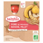 Babybio fruits gourde poire banane millet + 6m bio 4 x 90g Babybio fruits gourde poire banane millet + 6m bio 4 x 90g