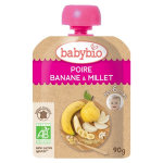 Babybio fruits gourde poire banane & millet + 6m bio 90g Babybio fruits gourde poire banane & millet + 6m bio 90g