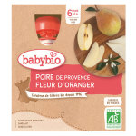 Babybio fruits gourde poire fleur d'oranger + 6m bio 4 x 90g
