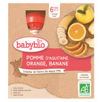Babybio fruits gourde pomme orange banane + 6m bio 4 x 90g