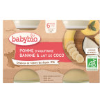 Babybio fruits pot pomme banane lait de coco + 6m bio 2 x 130g
