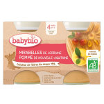 Babybio fruits pot pomme mirabelle + 4m bio 2 x 130g