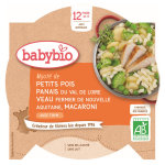 Babybio repas midi assiette petits pois panais veau macaroni + 12m bio 230g