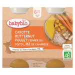Babybio repas midi pot carotte butternut poulet riz + 6m bio 2 x 200g
